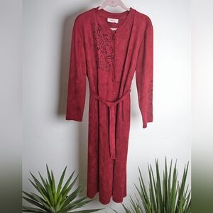 Chic Burgundy Suede Maxi Dress